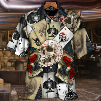 Skull Gambling Card Retro Art - Hawaiian Shirt - Owl Ohh-Owl Ohh