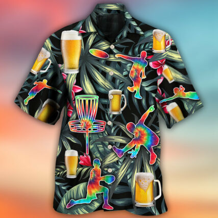 Beer And Disc Golf Tropical Flower Tie Dye - Hawaiian Shirt - Owl Ohh - Owl Ohh