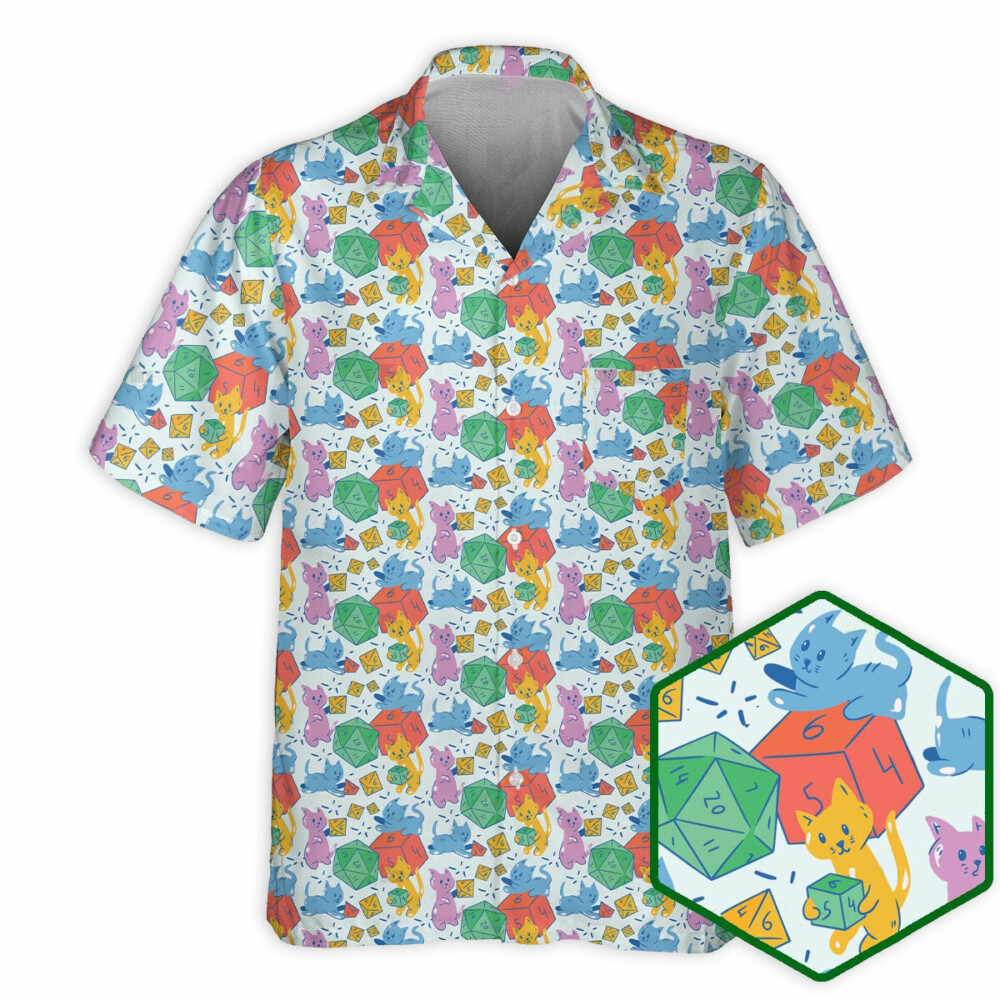 DnD Cat Rolling Dice Small - Hawaiian Shirt - Owl Ohh - Owl Ohh