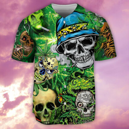 Skull Smile Love Green - Baseball Jersey - Owl Ohh - Owl Ohh