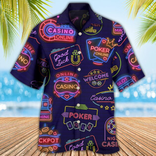 Poker Neon Casino Art - Hawaiian Shirt - Owl Ohh - Owl Ohh