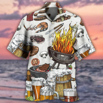 BBQ Grill And Drink Beer - Hawaiian Shirt - Owl Ohh - Owl Ohh