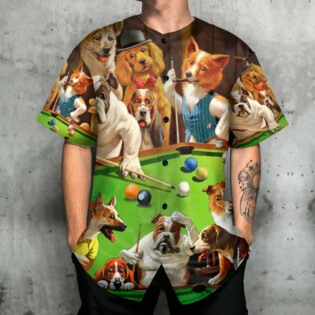 Billiard Dogs Playing Pool - Baseball Jersey - Owl Ohh - Owl Ohh
