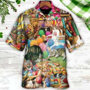 Cat Knitting Is Kinda My Thing - Hawaiian Shirt - Owl Ohh for men and women, kids - Owl Ohh