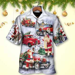 Christmas Santa Claus Funny Red Truck Gift For Xmas Painting Style - Hawaiian Shirt - Owl Ohh - Owl Ohh