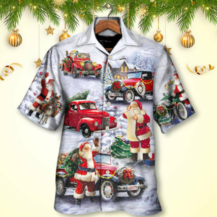 Christmas Santa Claus Funny Red Truck Gift For Xmas Painting Style - Hawaiian Shirt - Owl Ohh - Owl Ohh