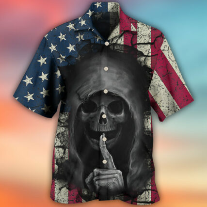 Skull Dark American Flag Vintage - Hawaiian Shirt - Owl Ohh - Owl Ohh