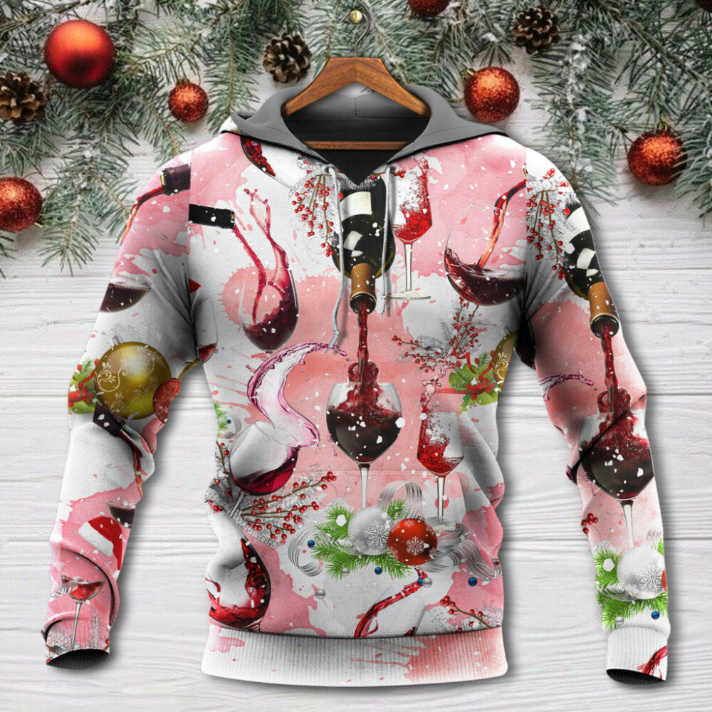 Christmas Wine Drinking A Glass Of Fine Wine - Hoodie - Owl Ohh - Owl Ohh
