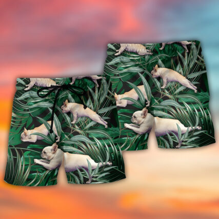 Bulldog Yoga Pose Tropical - Beach Short - Owl Ohh - Owl Ohh