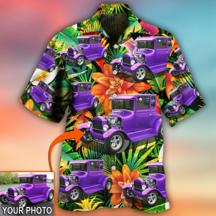 Car Model T Tropical Flower Custom Photo - Hawaiian Shirt - Owl Ohh - Owl Ohh