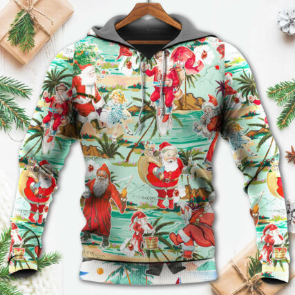 Christmas Santa Vacation Beach Joyful - Hoodie - Owl Ohh - Owl Ohh