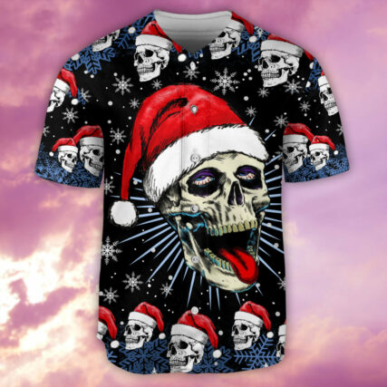 Skull Christmas On The Naughty Listand I Regret Nothing - Baseball Jersey - Owl Ohh - Owl Ohh