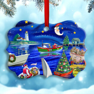 Christmas Boat Merry Xmas And Happy New Year - Horizonal Ornament - Owl Ohh - Owl Ohh