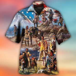 Native American Independence Day American Flag - Hawaiian Shirt - Owl Ohh - Owl Ohh