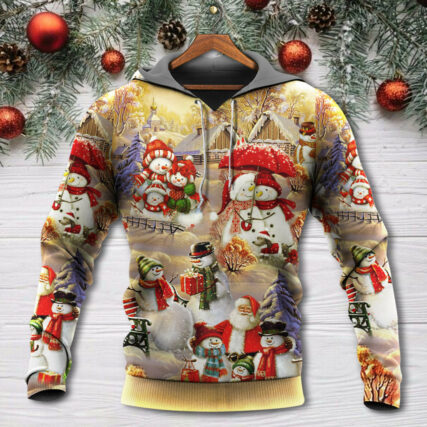 Christmas Snowman Couple Love Xmas - Hoodie - Owl Ohh - Owl Ohh