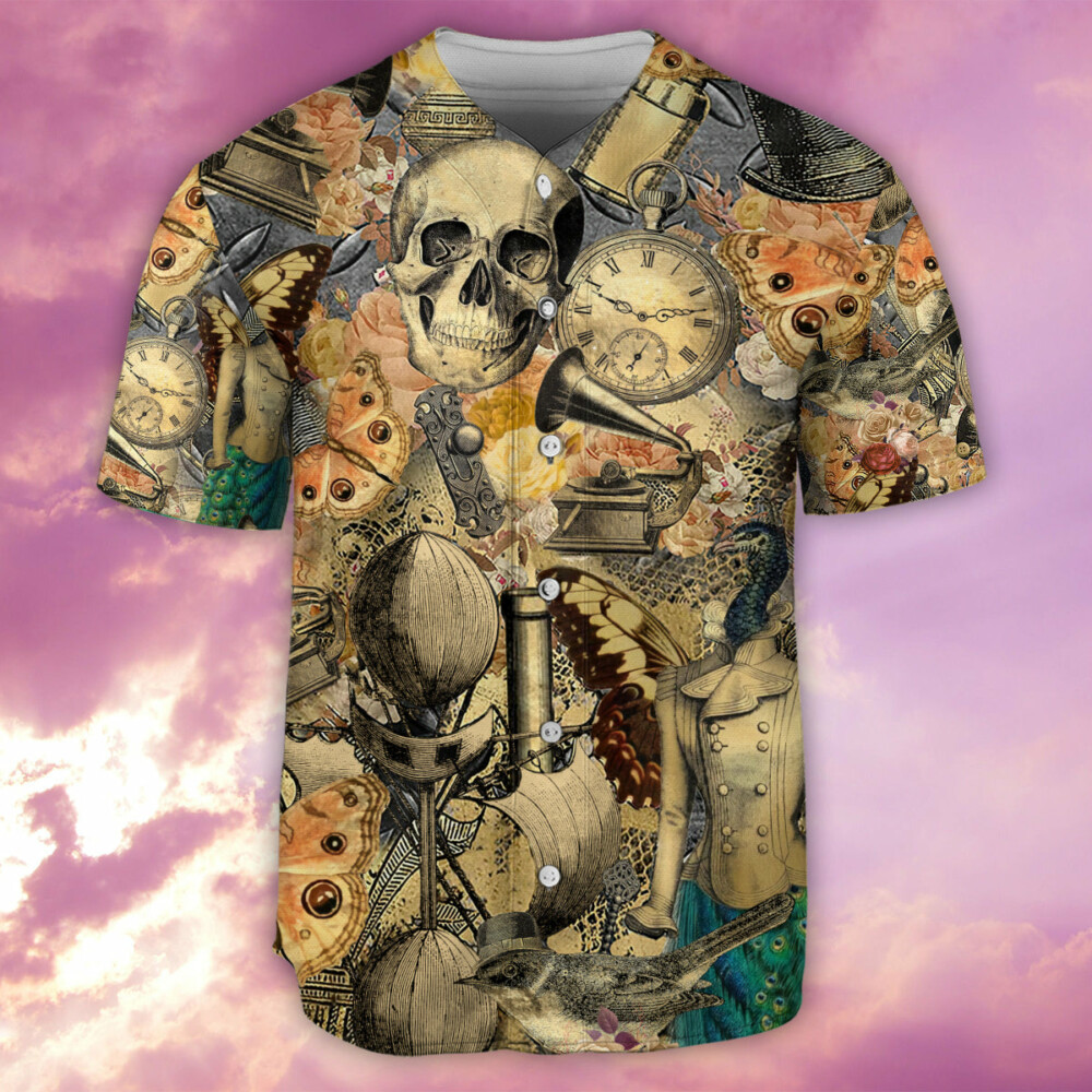 Skull Retro Style - Baseball Jersey - Owl Ohh - Owl Ohh