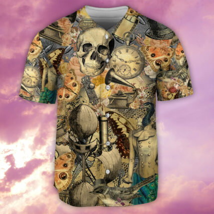 Skull Retro Style - Baseball Jersey - Owl Ohh - Owl Ohh