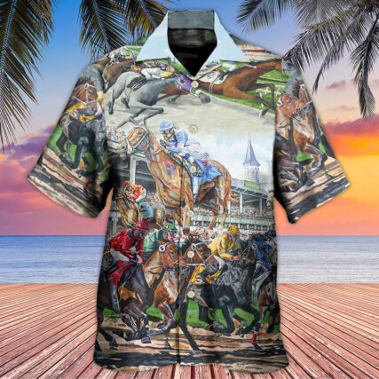 Horse Racing Be Strong Be Brave - Hawaiian Shirt - Owl Ohh - Owl Ohh