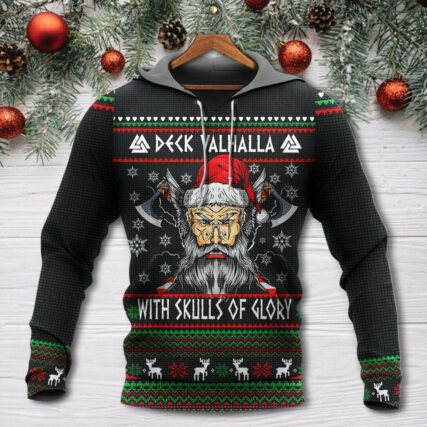 Christmas Deck Valhalla With Skull Of Glory - Hoodie - Owl Ohh - Owl Ohh