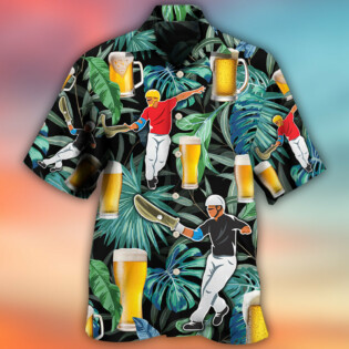 Beer And Jai Alai Tropical Pattern - Hawaiian Shirt - Owl Ohh - Owl Ohh