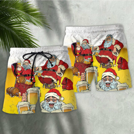 Christmas Santa I Want More Beer - Beach Short - Owl Ohh - Owl Ohh