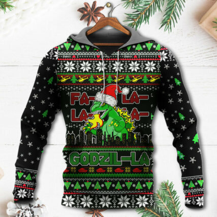 Christmas Godzila Falalalala Xmas - Hoodie - Owl Ohh - Owl Ohh