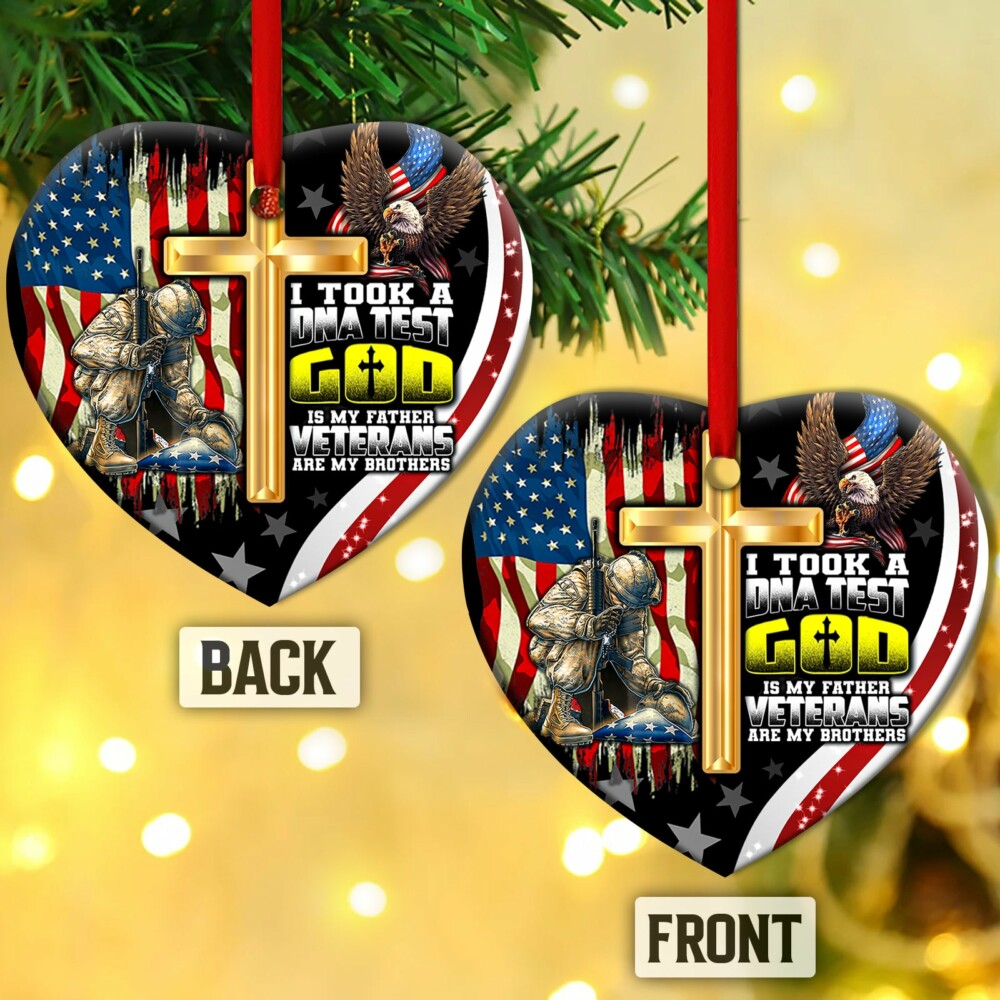 Veteran I Took A DNA Test God Is My Father Veterans Brothers - Heart Ornament - Owl Ohh - Owl Ohh