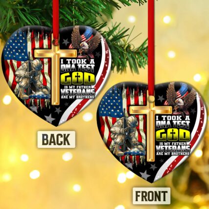 Veteran I Took A DNA Test God Is My Father Veterans Brothers - Heart Ornament - Owl Ohh - Owl Ohh