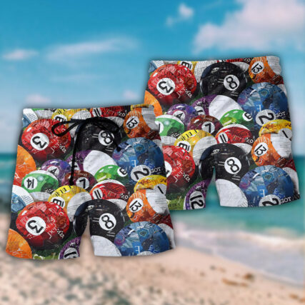 Billiard Balls Playing Pool - Beach Short - Owl Ohh - Owl Ohh