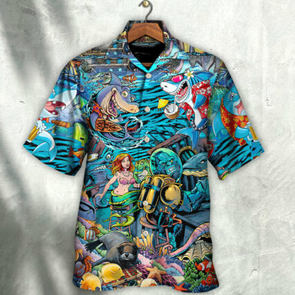 Shark Bar With Animal Underwater - Hawaiian Shirt - Owl Ohh for men and women, kids - Owl Ohh