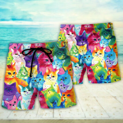Cat Colorful Little Cute Kitten Happy Life - Beach Short - Owl Ohh - Owl Ohh