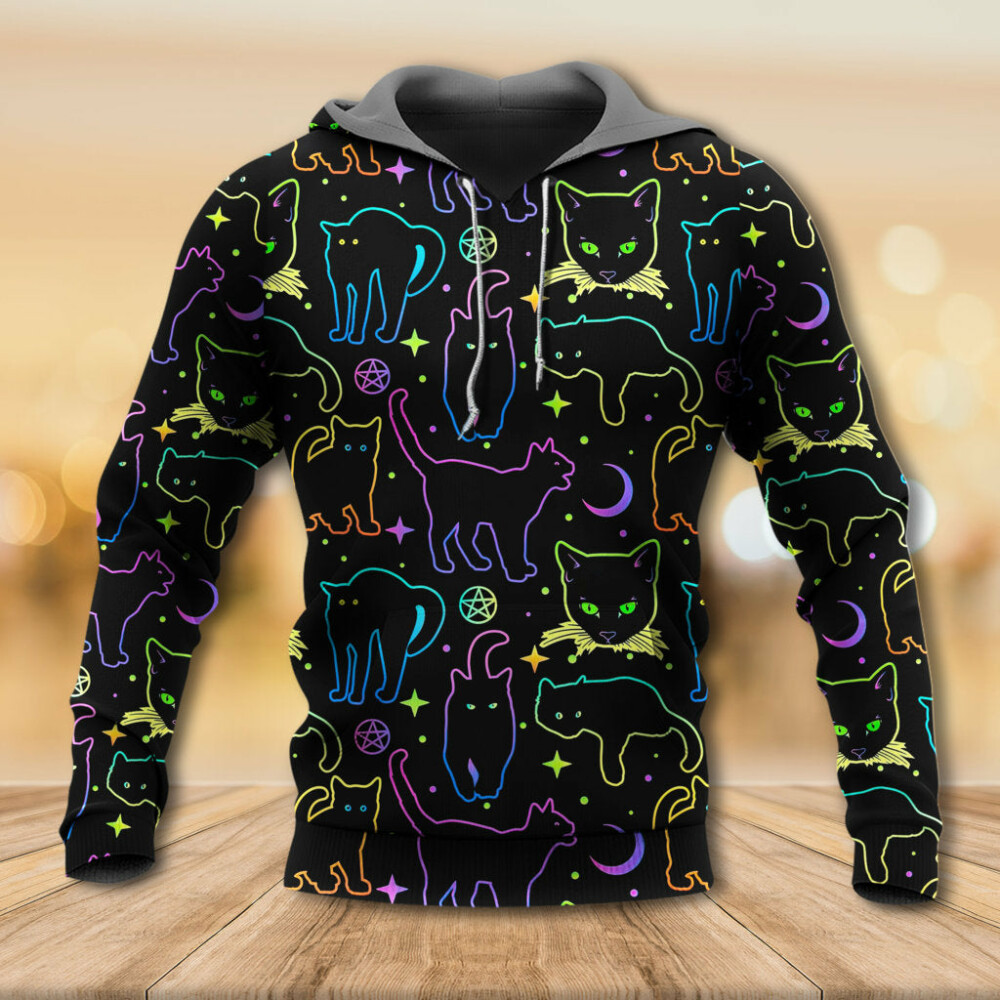Cat Neon Colorful Playing With Kitten Magical - Hoodie - Owl Ohh - Owl Ohh