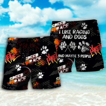Car Racing I Like Racing And Dogs - Beach Short - Owl Ohh - Owl Ohh