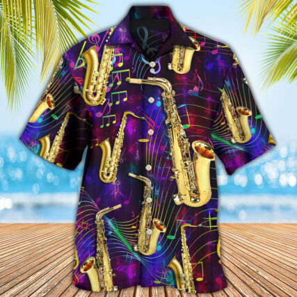 Saxophone Music Neon Art - Hawaiian Shirt - Owl Ohh - Owl Ohh