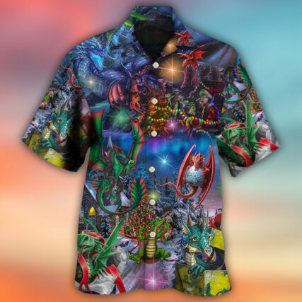 Dragon Christmas Light Art Style - Hawaiian Shirt - Owl Ohh - Owl Ohh