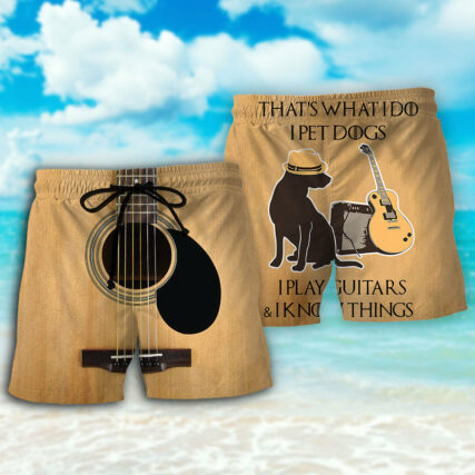 Guitar I Pet Dog I Play Guitar I Know Things - Beach Short - Owl Ohh - Owl Ohh