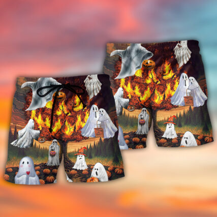 Halloween Boo Pumpkin Burning Scary - Beach Short - Owl Ohh - Owl Ohh