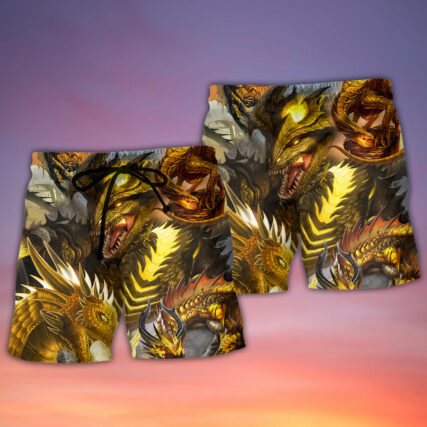 Dragon Gold Skull Lover Fight Art Style - Beach Short - Owl Ohh - Owl Ohh