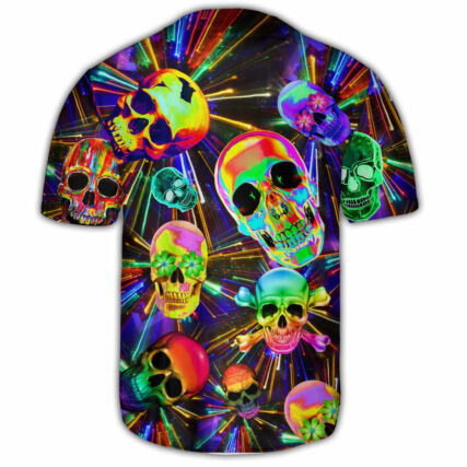 Skull Love Life Neon Style - Baseball Jersey - Owl Ohh - Owl Ohh