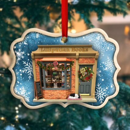Bookstore Christmas Book And Snowflower - Horizonal Ornament - Owl Ohh - Owl Ohh
