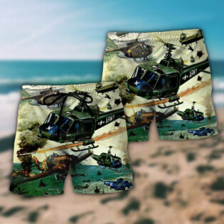 Helicopter Air Battle Combat Military Planes - Beach Short - Owl Ohh - Owl Ohh