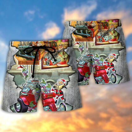 Hot Rod Merry Christmas Night - Beach Short - Owl Ohh - Owl Ohh