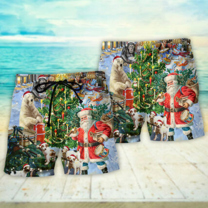 Christmas Animal Happiness With Drum - Beach Short - Owl Ohh - Owl Ohh
