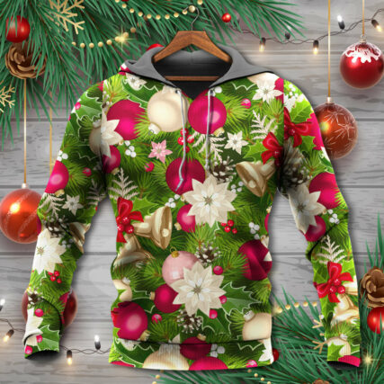 Christmas Fir-Tree And Poinsettia Flowers - Hoodie - Owl Ohh - Owl Ohh