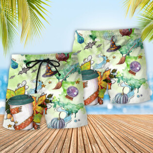 Halloween This Witch Needs Coffee - Beach Short - Owl Ohh - Owl Ohh