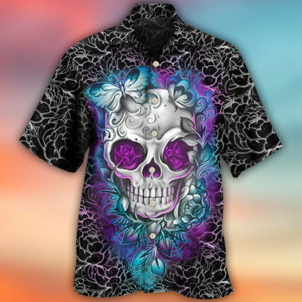Skull Butterfly Lighting Flower Pattern - Hawaiian Shirt - Owl Ohh - Owl Ohh