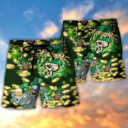 Irish Green Skull Love Beer - Beach Short - Owl Ohh - Owl Ohh