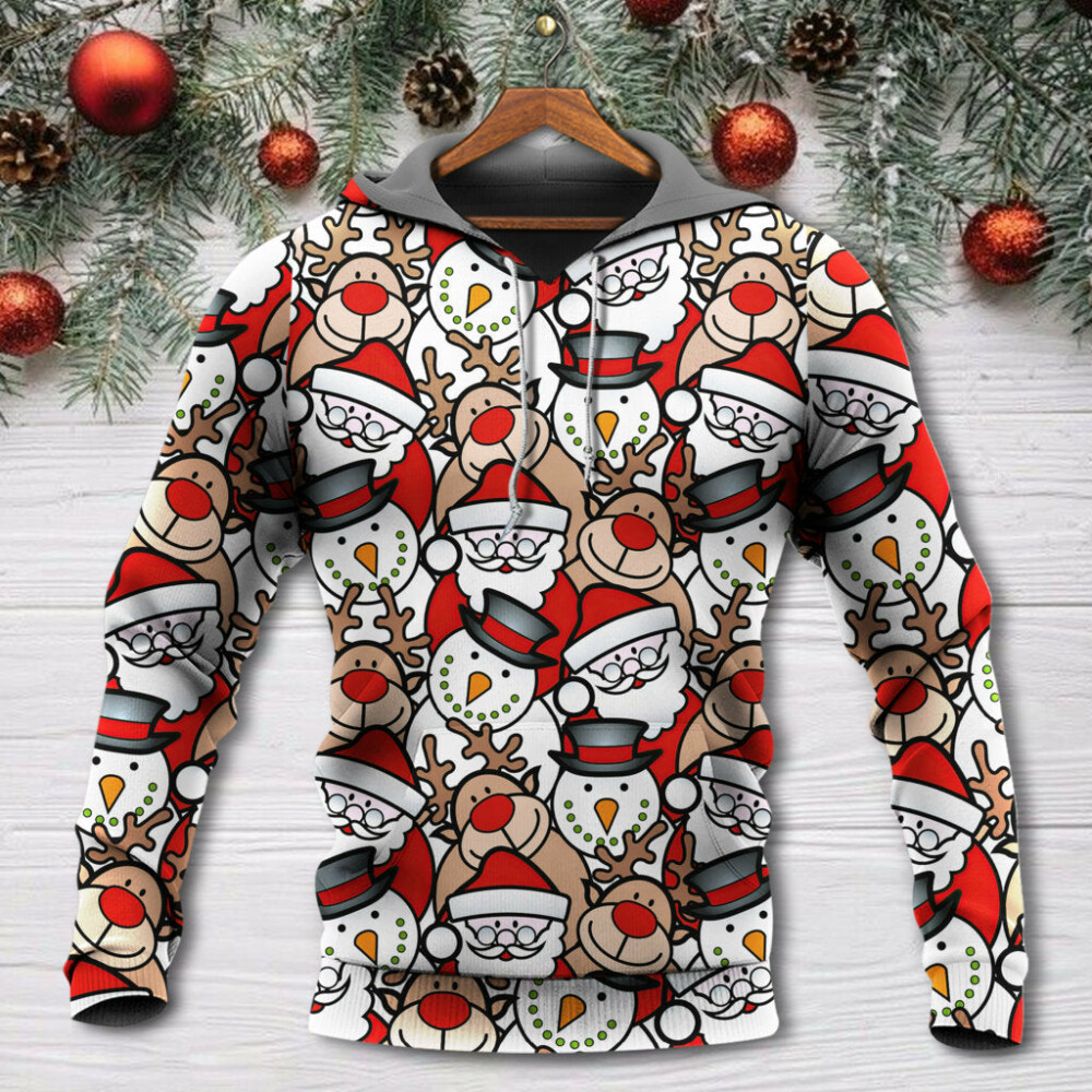 Christmas Cutie Santa And Reindeer Funny Style - Hoodie - Owl Ohh - Owl Ohh