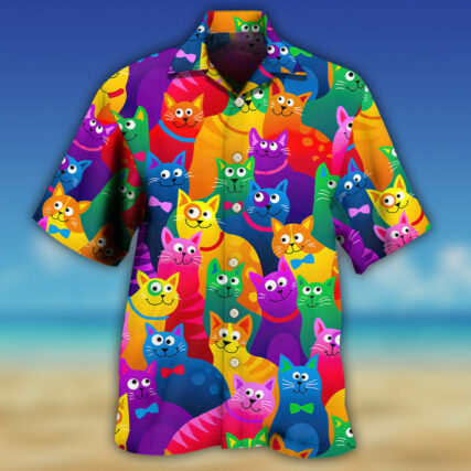 Cat Funny Colorful Style - Hawaiian Shirt - Owl Ohh - Owl Ohh