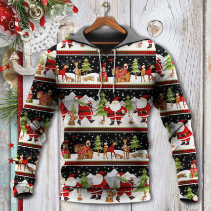 Christmas Happy Night With Santa Reindeer And Bear - Hoodie - Owl Ohh - Owl Ohh